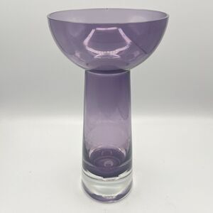 Krosno Poland Amethyst Art Glass Vase Candle Holder Suspended Bubble